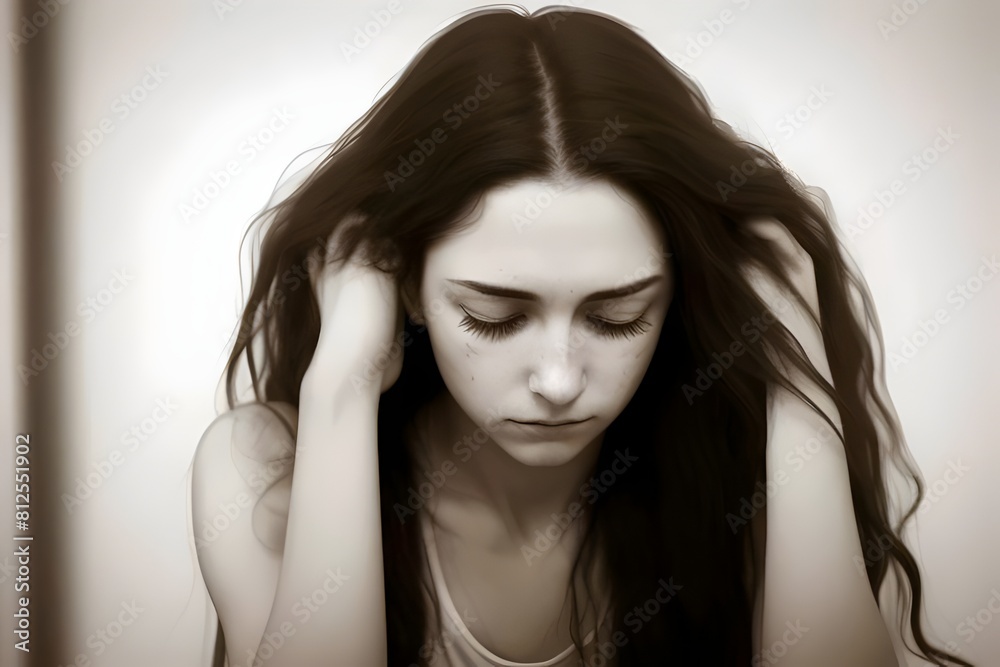 a young woman with depression, mental health decline, abuse, sad, unhappy, in deep thought, alone, isolated a young woman with depression, mental health decline, abuse, sad, unhappy, in deep thought, alone, isolated