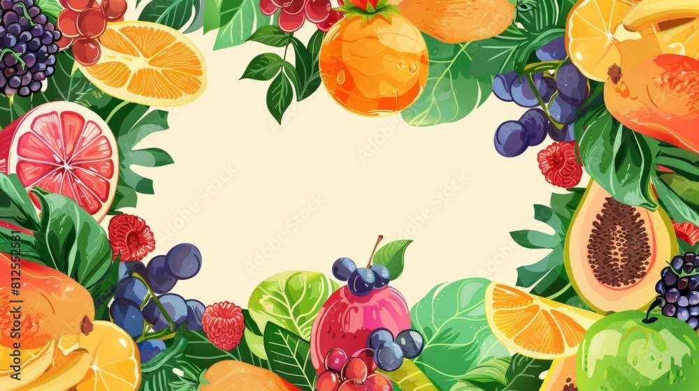 Abundant summer fruit composition with a clear area for adding customized text Abundant summer fruit composition with a clear area for adding customized text