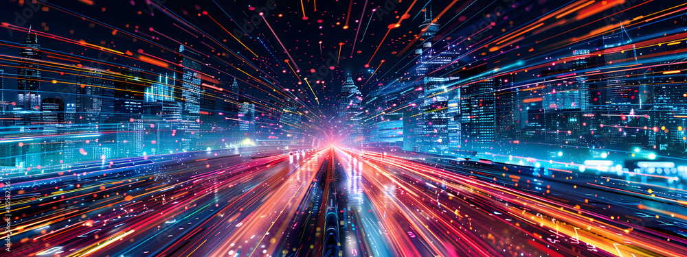 Fototapeta premium Futuristic Data Streams: Visualizing Tomorrow's Networks