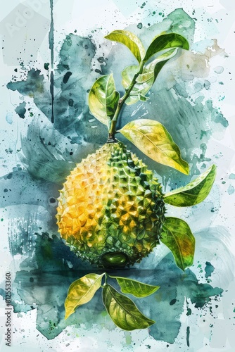 Breadfruit Fruit in Stunning Watercolor.