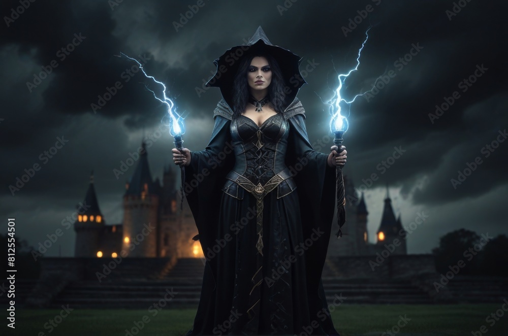 Fototapeta premium dark magic witch vampire in the night