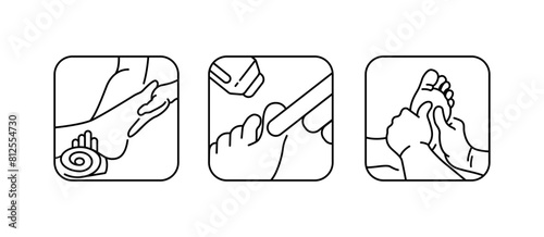 collection of Foot therapy, foot massage, reflexology simple thin line icon vector illustration design template.