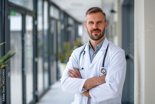Wallpaper Mural Portrait Photo of a Handsome Male Doctor at the Hospital, Generative AI Torontodigital.ca