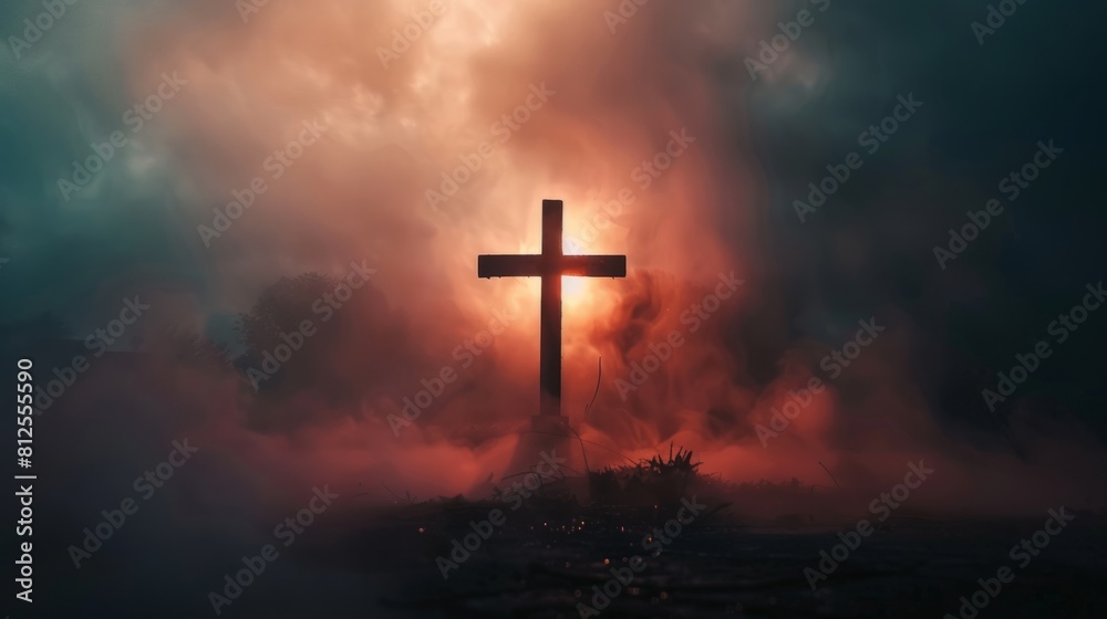Bold silhouette of the Holy Cross symbolizing the heart of Christian faith Bold silhouette of the Holy Cross symbolizing the heart of Christian faith