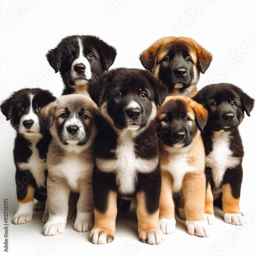 Many puppies standing together image art photo harmony used for printing illustrator.