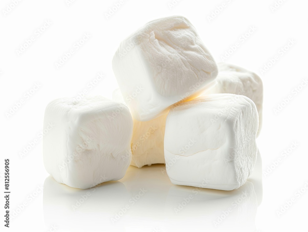 White marshmallows, isolated on white background White marshmallows, isolated on white background