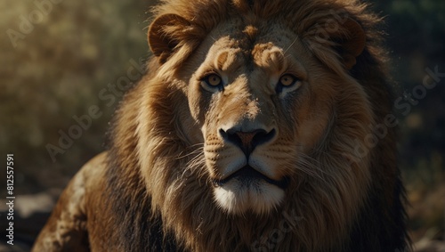 photo of a male lion that looks cool made by AI generative