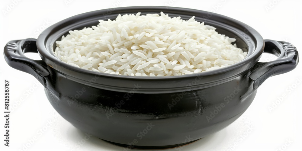 Rice pot against a white backdrop in 5:2 ratio. Rice pot against a white backdrop in 5:2 ratio.