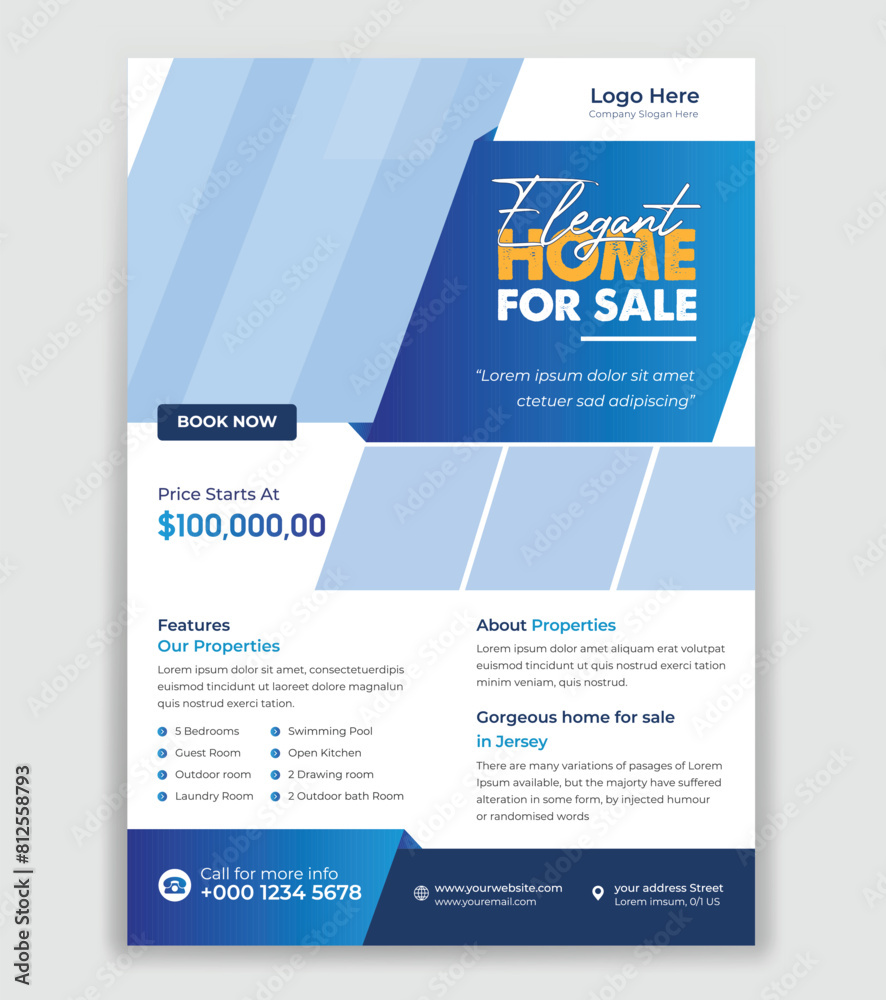 Fototapeta premium Real estate Elegant home social media Flyer Design. Elegant of Real Estate or Home Sale Social Media Promotion, Square Banner Design Template, Editable Social Media Banner Post Template Design.