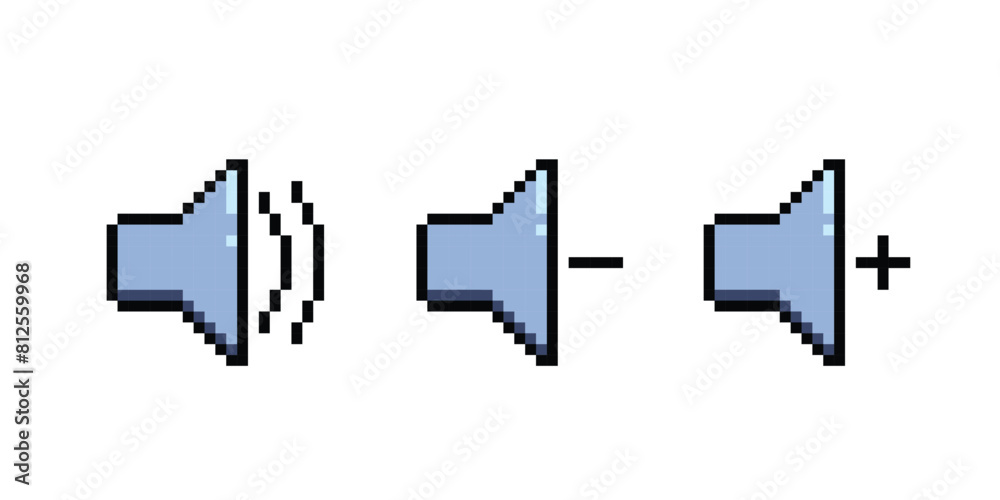 Volume or speaker icon illustration in pixel art Volume or speaker icon illustration in pixel art