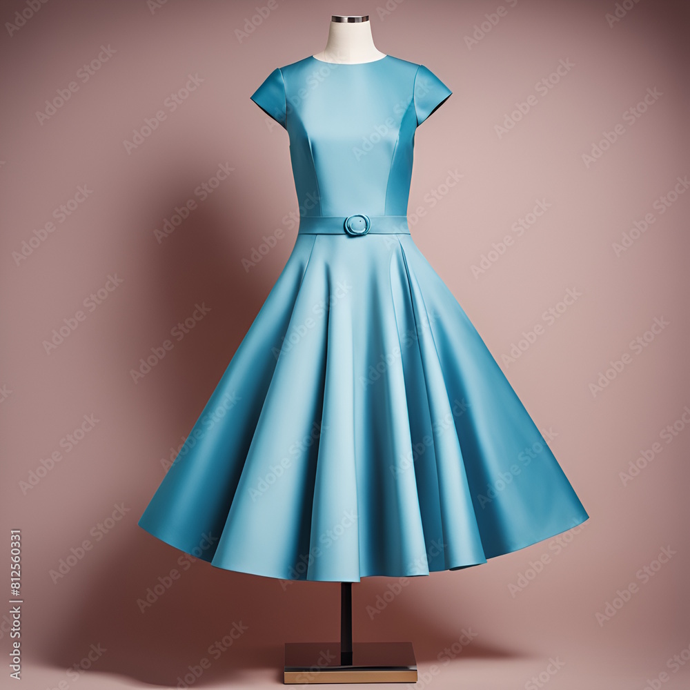 A close up of a blue dress on a mannequin stand generative ai A close up of a blue dress on a mannequin stand generative ai