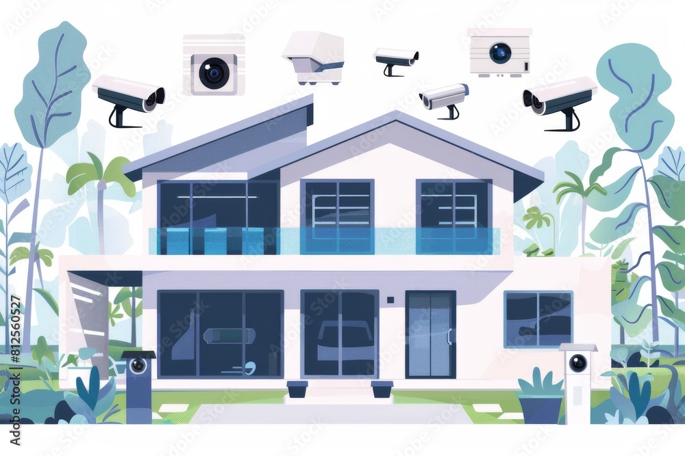 Obraz premium Enhance public safety with CCTV crime prevention, integrating connectivity and biometric authentication systems for secure safety management from a distance.