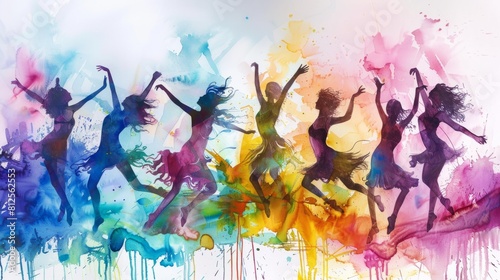 Expressive dance movements depicted in a mesmerizing watercolor composition