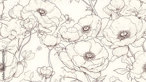 seamless pattern of oriental traditional flower contemporary floral elements for print, textile, fabric, background and others