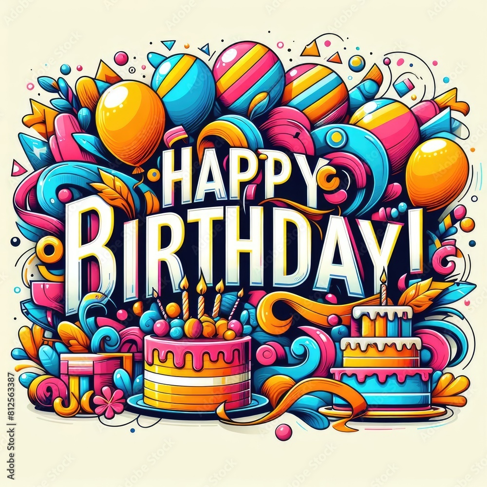 A colorful birthday card with balloons and cake art attractive has illustrative meaning card design illustrator. A colorful birthday card with balloons and cake art attractive has illustrative meaning card design illustrator.