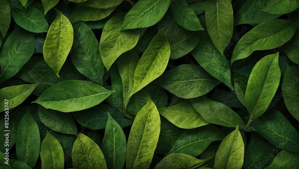 background photo of fresh green leaves made by AI generative