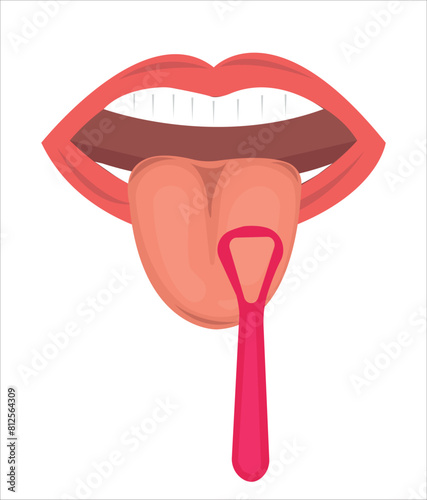 Tongue and ear parts vector set, tongue and mouth cleaning vector  photo