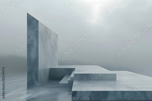 Minimal and Surreal Architectur podium. Generative Ai.