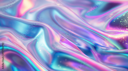 Fluid Holographic Curves in 3D Render Background