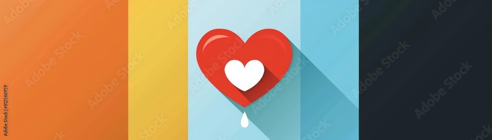 Symbolic Elements heart icon flat design side view love and care theme water color Analogous Color Scheme