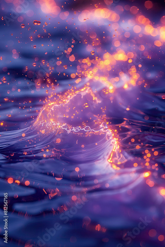 Abstract dynamic wave of particles and fluid formation. © tbralnina