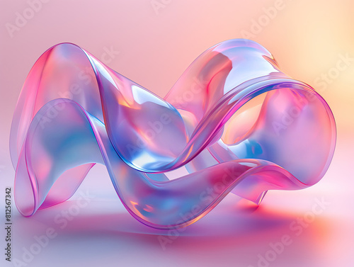 3d rendering of holographic 3d shapes on pink background