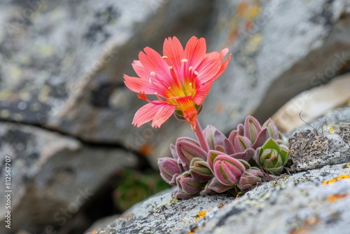 Closeup of a Bitterroot Flower, a Perennial Herb in Montiaceae Family, on Table Mountain Scenic photo