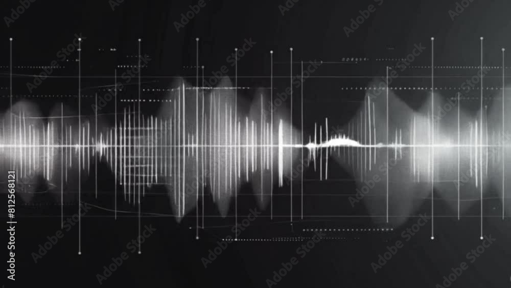 Animated black sound wave with peaks and troughs indicating high and low-frequency zones.