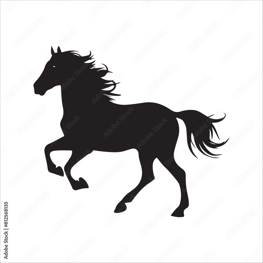 black and white vector silhouette of a Horse black and white vector silhouette of a Horse