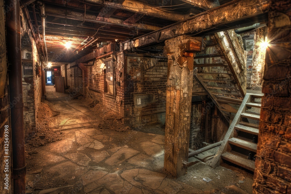 Fototapeta premium Discovering the Secrets of Seattle Underground: A Guided Tour Through Abandoned and Historic