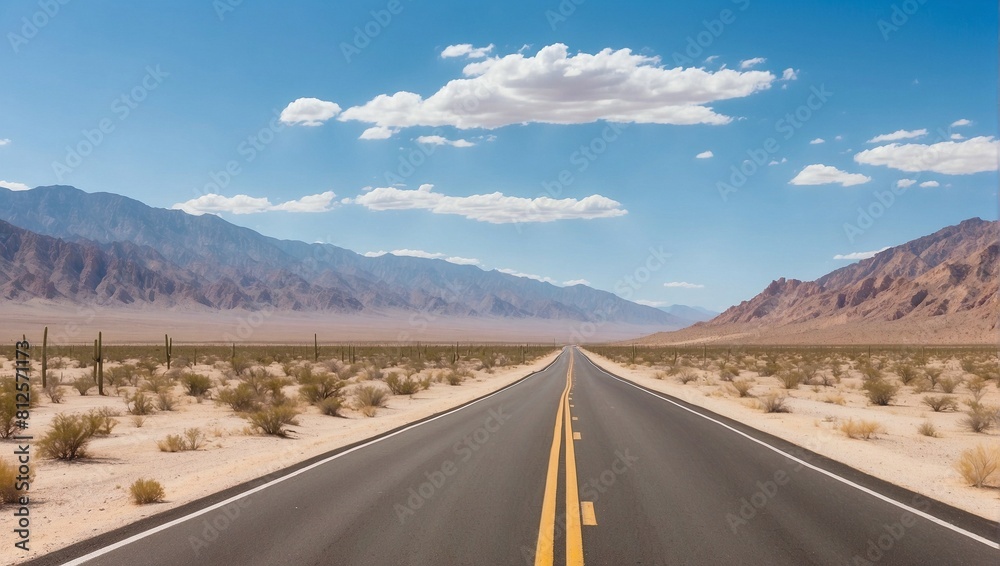 photo of a barren highway view in the middle of the desert made by AI generative photo of a barren highway view in the middle of the desert made by AI generative
