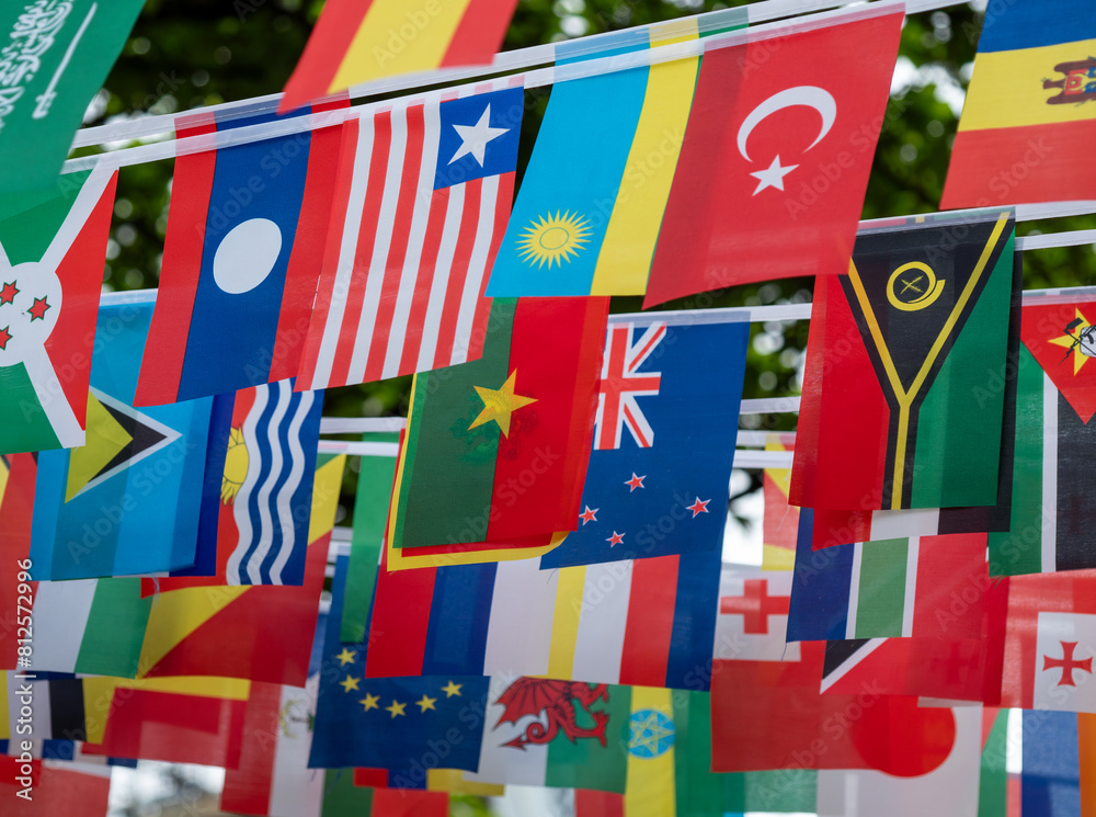 Fototapeta premium World Flags as Hanging Streamers