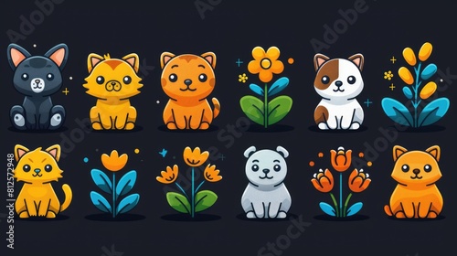 line Icons of home animals