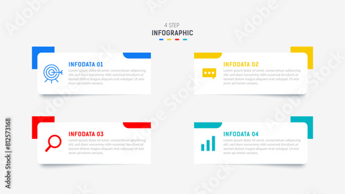 Four Step Infographic element design Vector template for presentation. process diagram and presentations step, workflow layout, banner, flow chart, info graphic vector illustration.