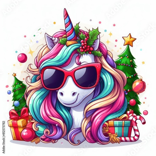 A cartoon of a unicorn wearing sunglasses image harmony illustrator.