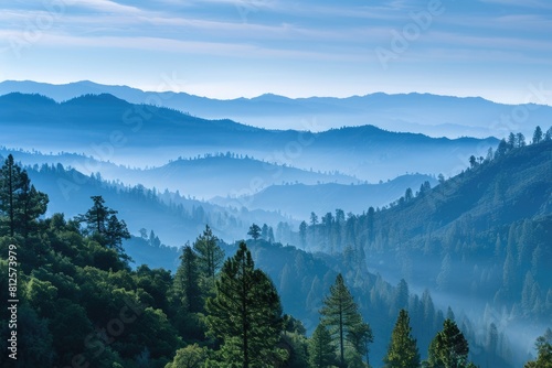 Layers of Blue Mountains in Early Morning: Calaveras County, California - A Breathtaking Landscape