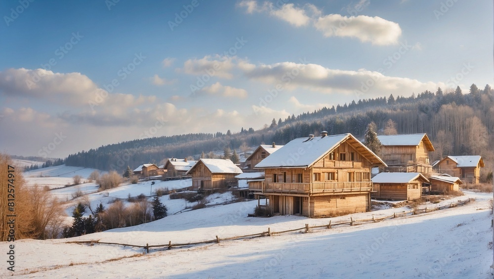 photo of a village with many wooden houses during winter made by AI generative photo of a village with many wooden houses during winter made by AI generative