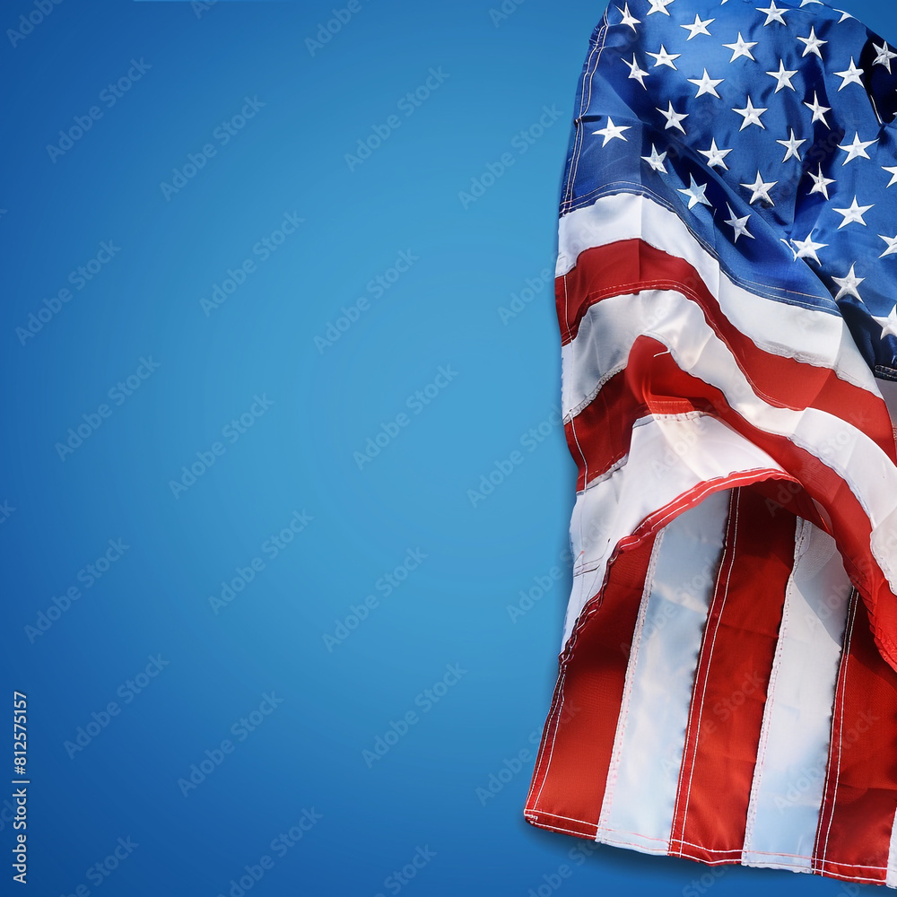 Vivid blue backdrop features an American flag a striking Memorial Day ...