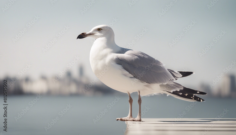 seagull, isolated white background, copy space for text
