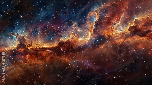 Craft a watercolor masterpiece of an expansive astro photograph showcasing a panoramic view of a glittering galaxy Use soft blends and intricate brush strokes to evoke a sense of w photo