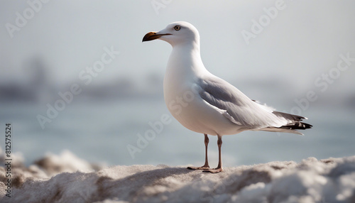 seagull, isolated white background, copy space for text 