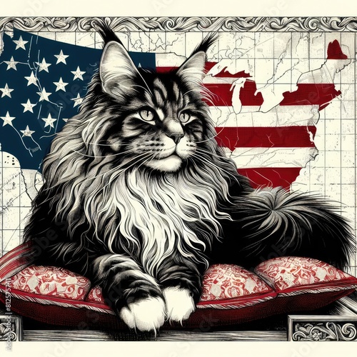 A cat sitting on a pillow image harmony harmony illustrator.