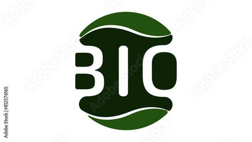 bio emblem, green isolated silhouette