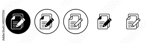 Note icon set. notepad icon vector. edit file. write icon