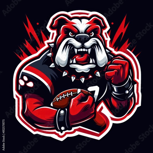 A cartoon of a bulldog holding a football realistic photo attractive used for printing illustrator.