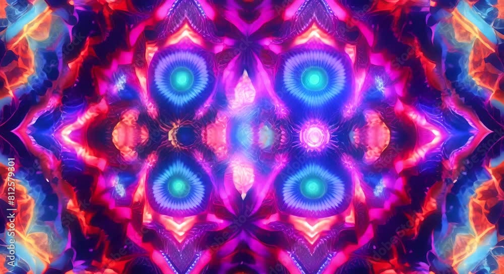 3D kaleidoscope mandala abstract background of trippy art psychedelic trance to open third eye with visuals energy chakra futuristic audiovisual vj seamless loop psychedelic moving energy background