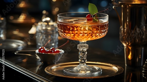 Elegant Cocktail Presentation A Stemmed Glass Showcasing Mixology photo