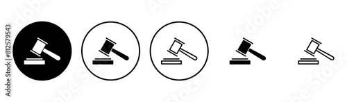 Gavel icon set. judge gavel icon vector. law icon vector. auction hammer