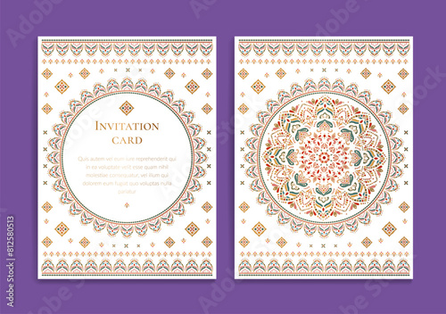 Luxury invitation card design with vector mandala pattern. Vintage ornament template. Can be used for background and wallpaper. Elegant and classic vector elements great for decoration. © Annartlab