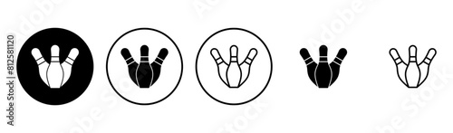 Bowling icon set. bowling ball and pin icon. bowling pins